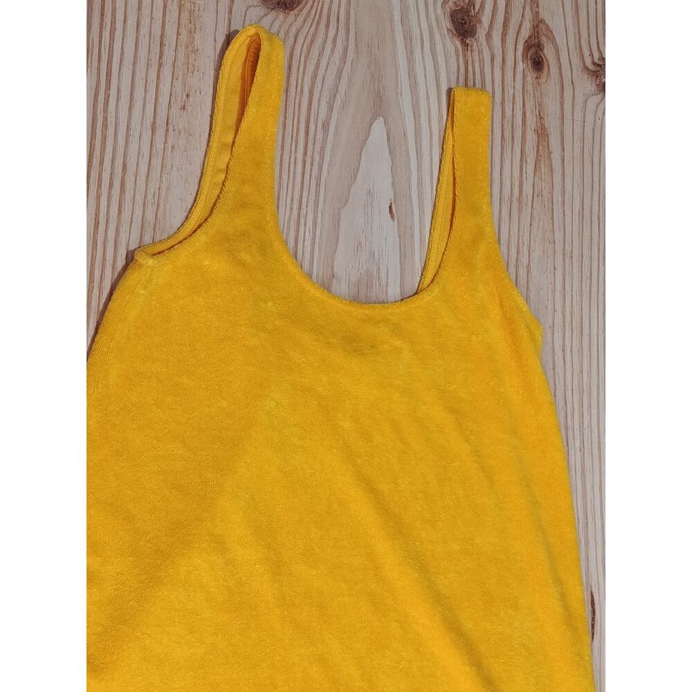Zara Terry Cloth Tank Mini Dress Yellow Cover Up Small Beachy Vacation - Picture 3 of 12